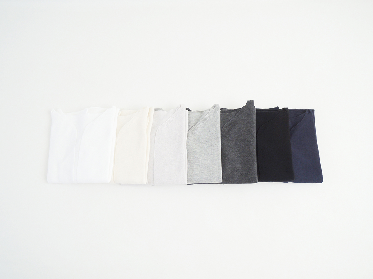 ホールガーメントの綿ニット／カーディガン・八分袖